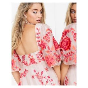 Asos embroidered organza dress midi